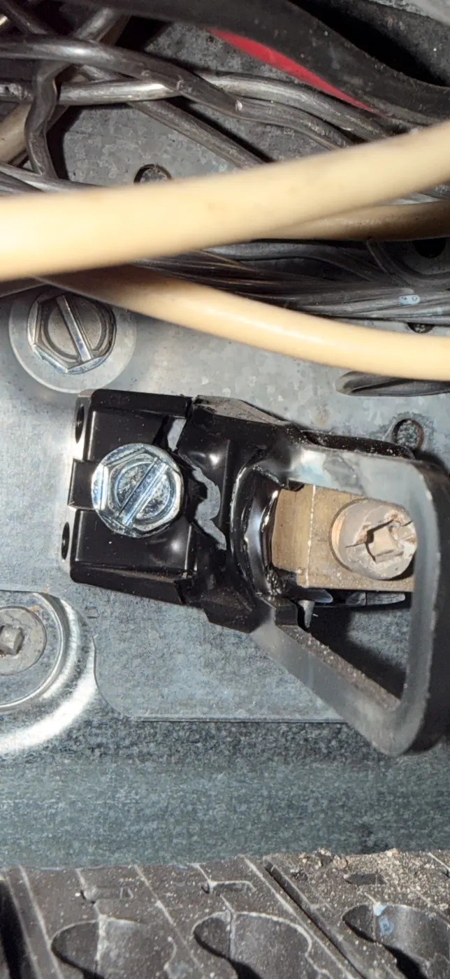 Overheated, damaged aluminum lug at a main service connection in a Kitchener-Waterloo home