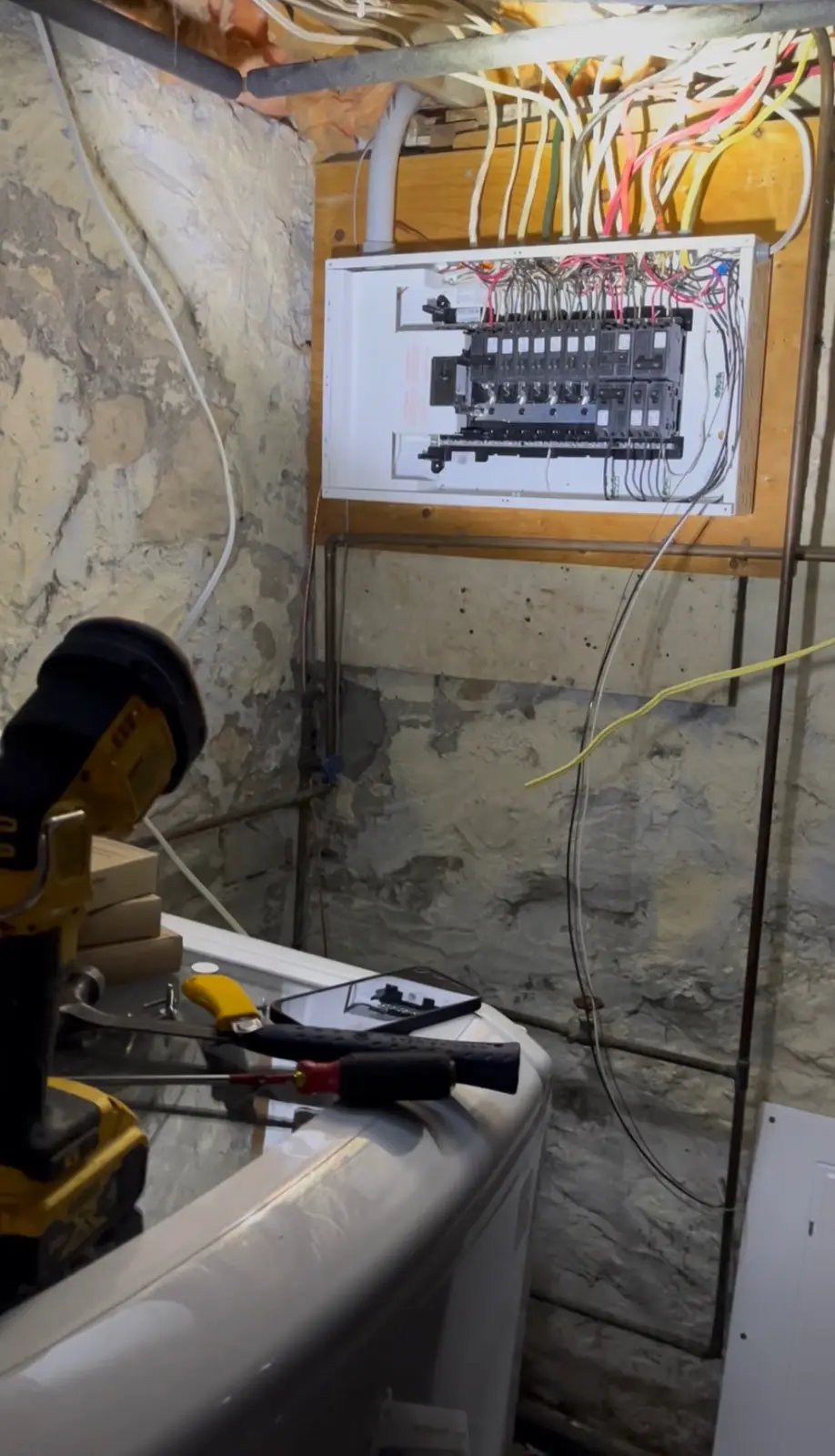 Electrical panel repair in progress